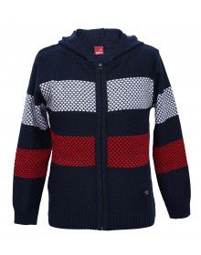 Boys Sweater  Stripes Design with zipper Navy